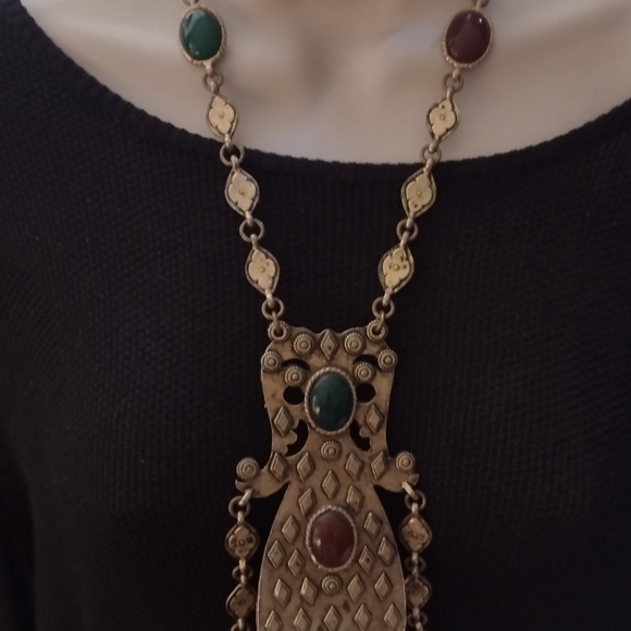 Accessorcraft Vintage Byzantine jeweled figural massive plate necklace - Picture 1 of 8